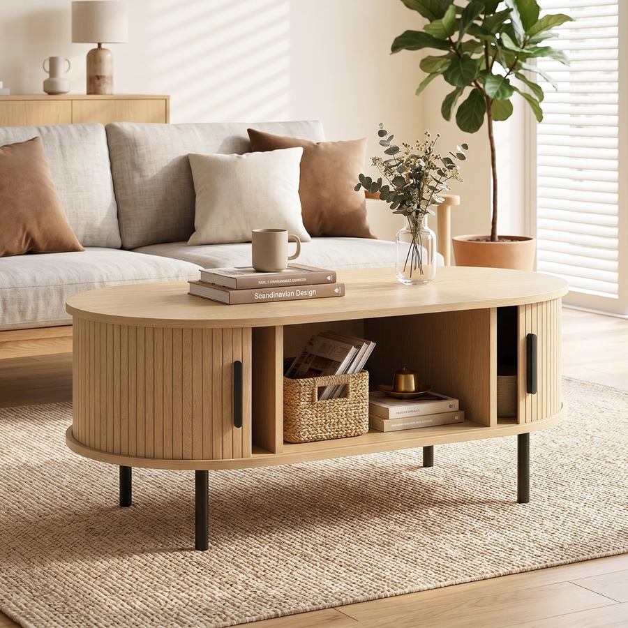 Image 952951_ALTMORE8.jpg, Product 952-951 / Price $156.99, HOMCOM Coffee Table with Sliding Tambour Doors 39" from HOMCOM on TSC.ca's Home & Garden department