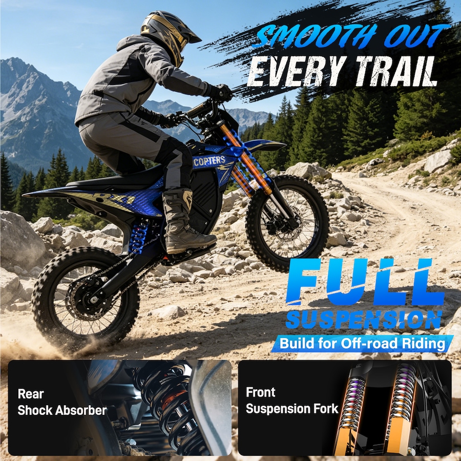 Image 952957_ALTMORE5.jpg, Product 952-957 / Price $1,954.99, Gyrocopters DX1 Electric Dirt Bike 65 Km/h Max Speed Range upto 83Km 3000W Peak Power, 14" Tires 20.8Ah Battery Heavy-Duty Hydraulic Disc Brakes Full Suspension FREE GPS Tracker from Gyrocopters on TSC.ca's Health & Fitness department