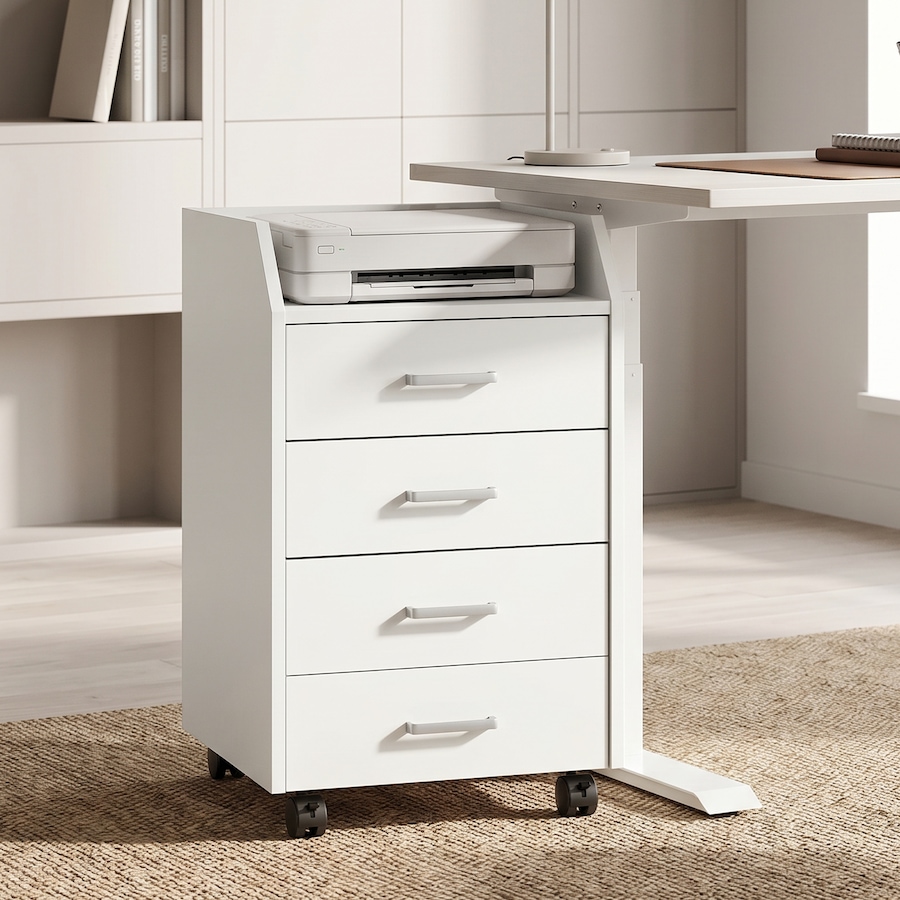 Image 952960_ALTMORE1.jpg, Product 952-960 / Price $111.38, HOMCOM 4-Drawer File Cabinet with Lockable Wheels, White from HOMCOM on TSC.ca's Home & Garden department