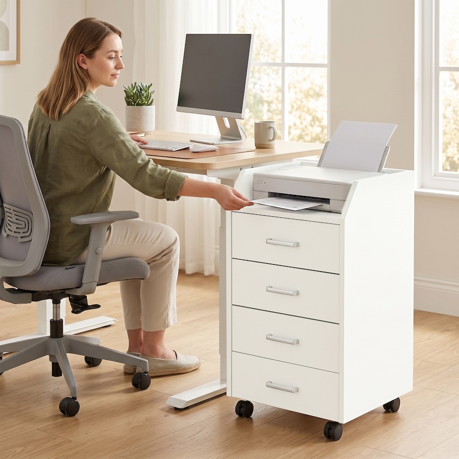 Image 952960_ALTMORE10.jpg, Product 952-960 / Price $111.38, HOMCOM 4-Drawer File Cabinet with Lockable Wheels, White from HOMCOM on TSC.ca's Home & Garden department