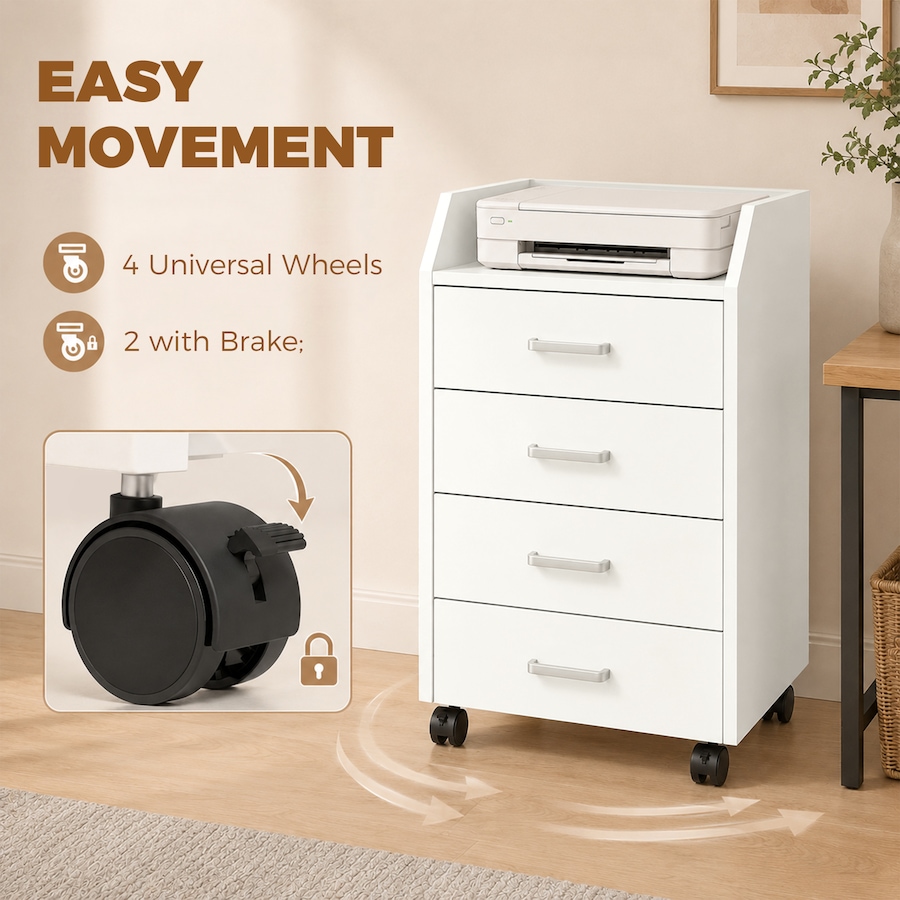 Image 952960_ALTMORE4.jpg, Product 952-960 / Price $111.38, HOMCOM 4-Drawer File Cabinet with Lockable Wheels, White from HOMCOM on TSC.ca's Home & Garden department