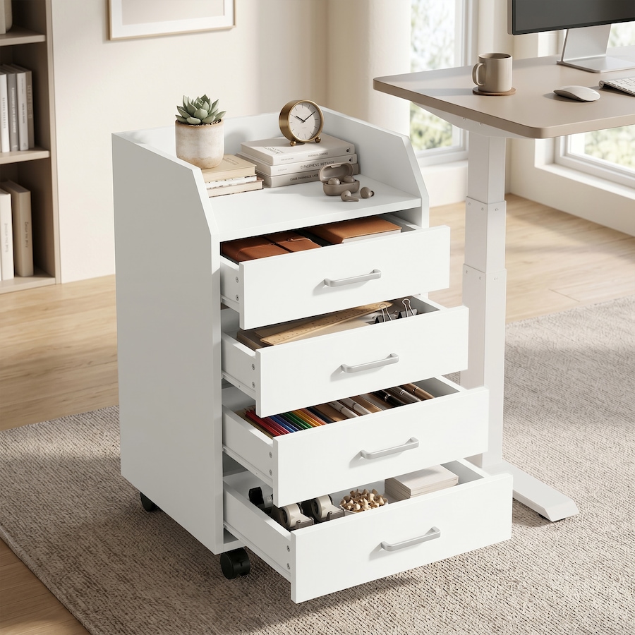 Image 952960_ALTMORE9.jpg, Product 952-960 / Price $111.38, HOMCOM 4-Drawer File Cabinet with Lockable Wheels, White from HOMCOM on TSC.ca's Home & Garden department