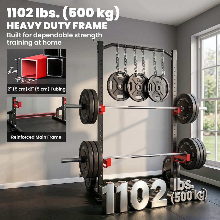 Image 952979_ALTMORE3.jpg, Product 952-979 / Price $179.99, Soozier Power Rack Squat Rack, 1100LB Heavy-Duty with Pull-Up Bar from Soozier on TSC.ca's Health & Fitness department