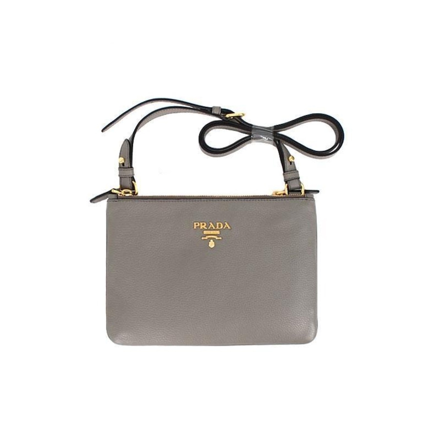 Image 953450.jpg, Product 953-450 / Price $4,126.00, Prada Vitello Phenix Argilla Gray Leather Logo Plaque Crossbody Bag from Prada on TSC.ca's Fashion department