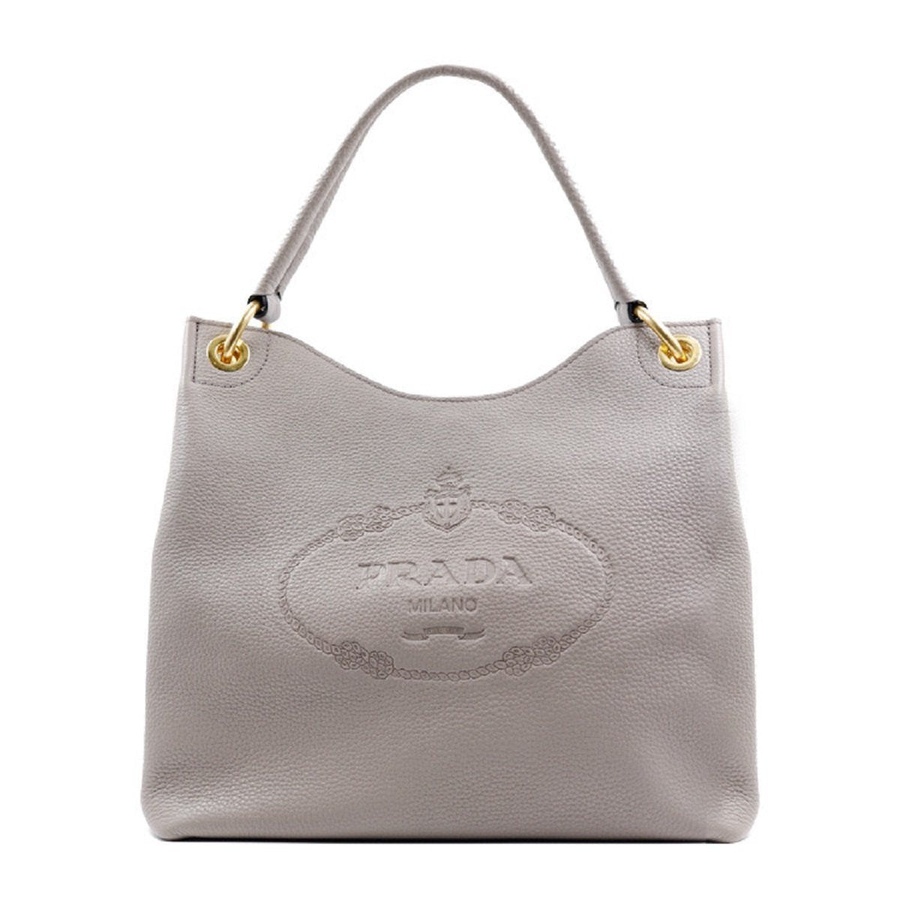 Image 953461.jpg, Product 953-461 / Price $4,929.00, Prada Vitello Phenix Grey Leather Embossed Logo Hobo Tote Bag from Prada on TSC.ca's Fashion department