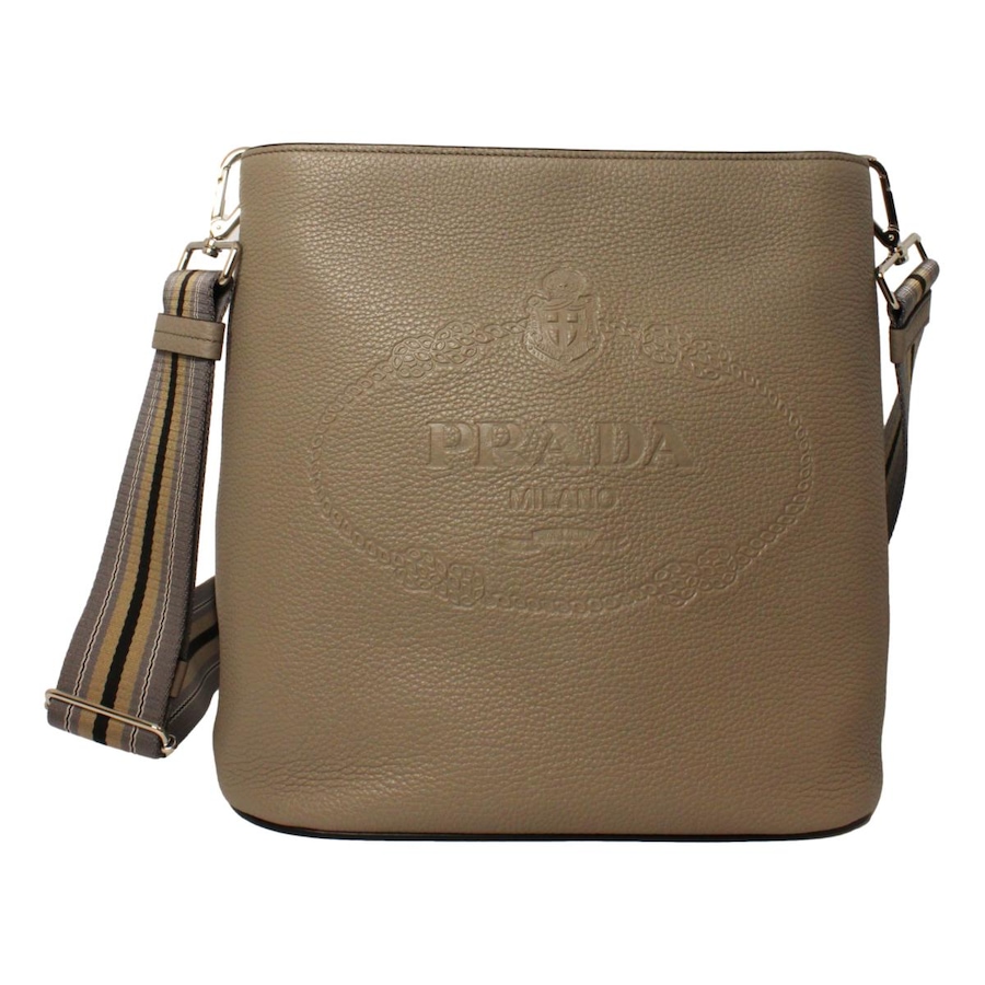 Image 953501.jpg, Product 953-501 / Price $4,333.00, Prada Vitello Phenix Grey Leather Stripe Strap Bucket Bag Crossbody from Prada on TSC.ca's Fashion department