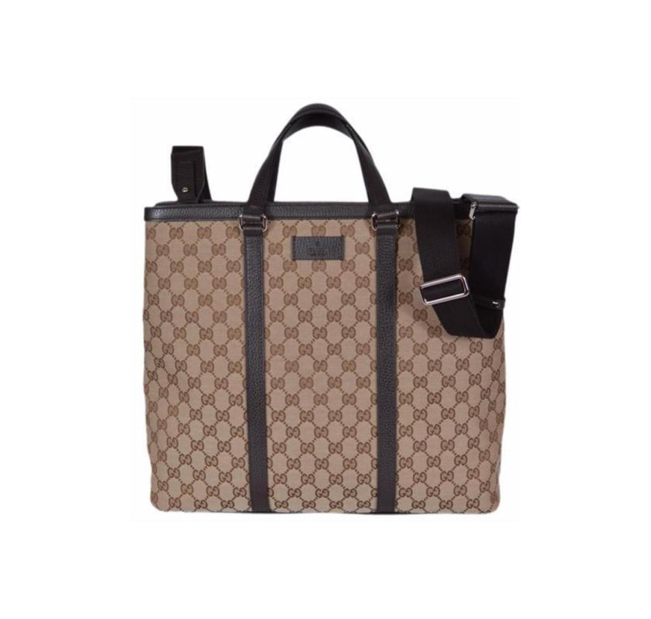 Image 953697.jpg, Product 953-697 / Price $3,578.00, Gucci Original GG Canvas Shopping Tote Bag Beige Brown Leather Trim Crossbody from Gucci on TSC.ca's Fashion department