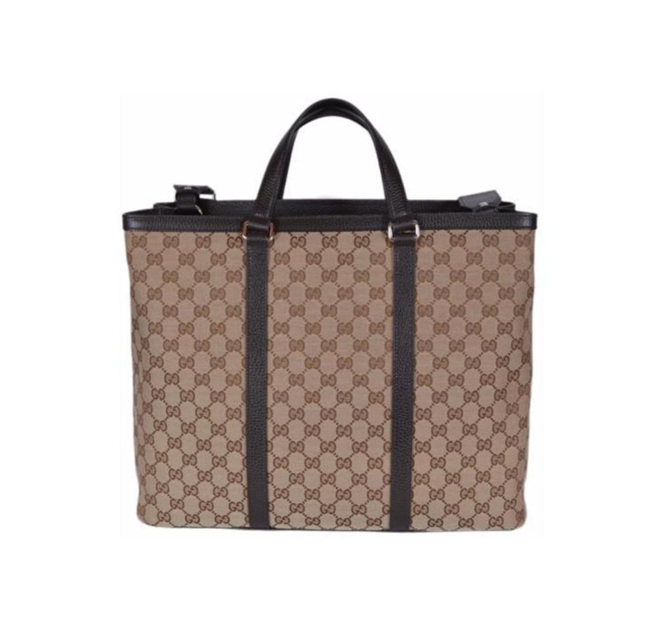 Image 953697_ALTMORE4.jpg, Product 953-697 / Price $3,578.00, Gucci Original GG Canvas Shopping Tote Bag Beige Brown Leather Trim Crossbody from Gucci on TSC.ca's Fashion department