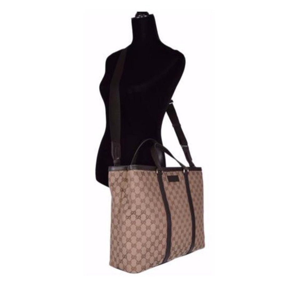 Image 953697_ALTMORE5.jpg, Product 953-697 / Price $3,578.00, Gucci Original GG Canvas Shopping Tote Bag Beige Brown Leather Trim Crossbody from Gucci on TSC.ca's Fashion department