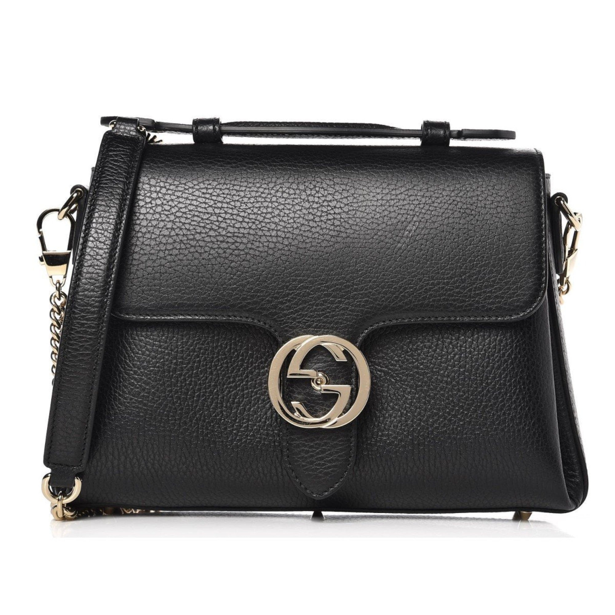 Gucci Interlocking G Black Calf Leather Chain Crossbody Bag - TSC.ca