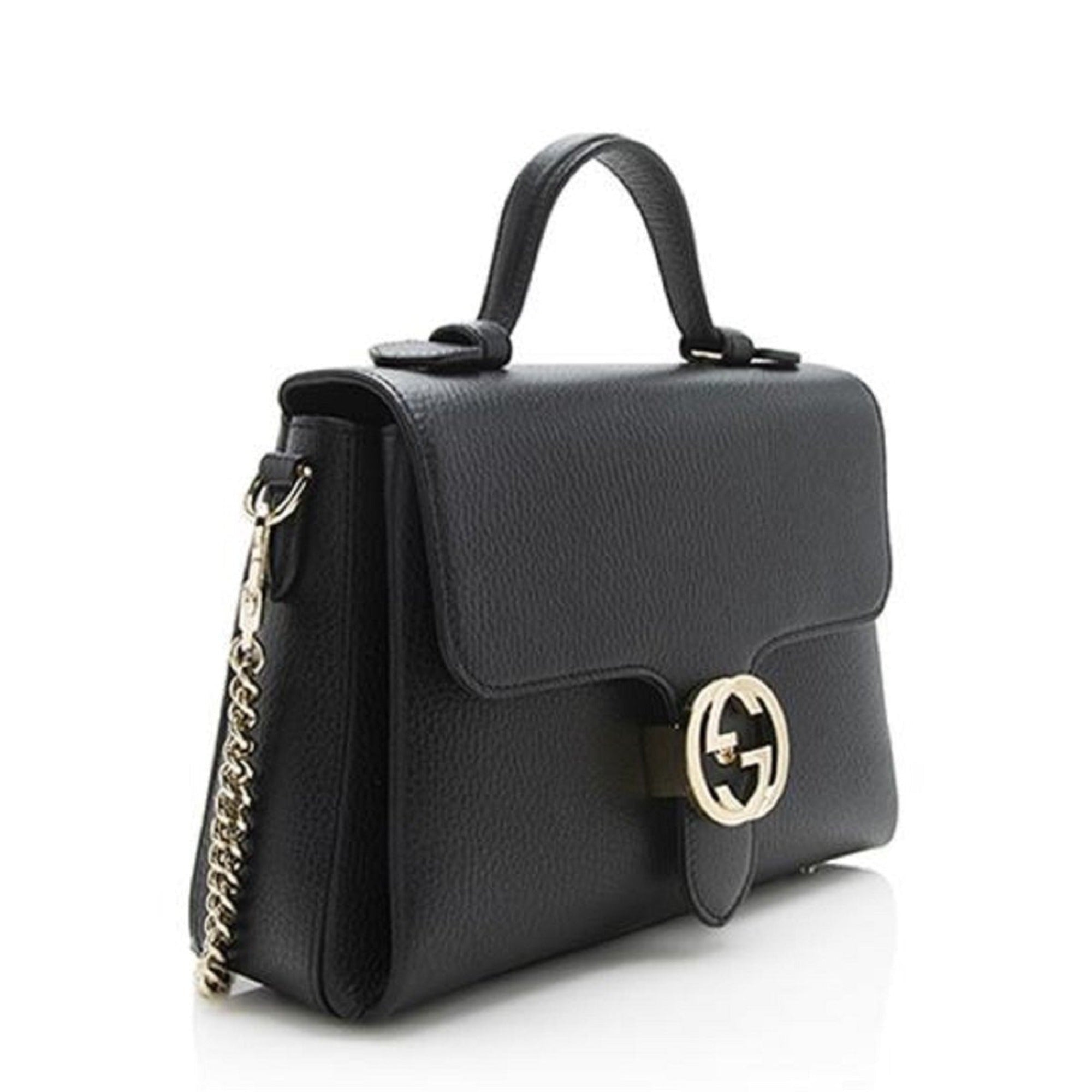 Gucci Interlocking G Black Calf Leather Chain Crossbody Bag - TSC.ca