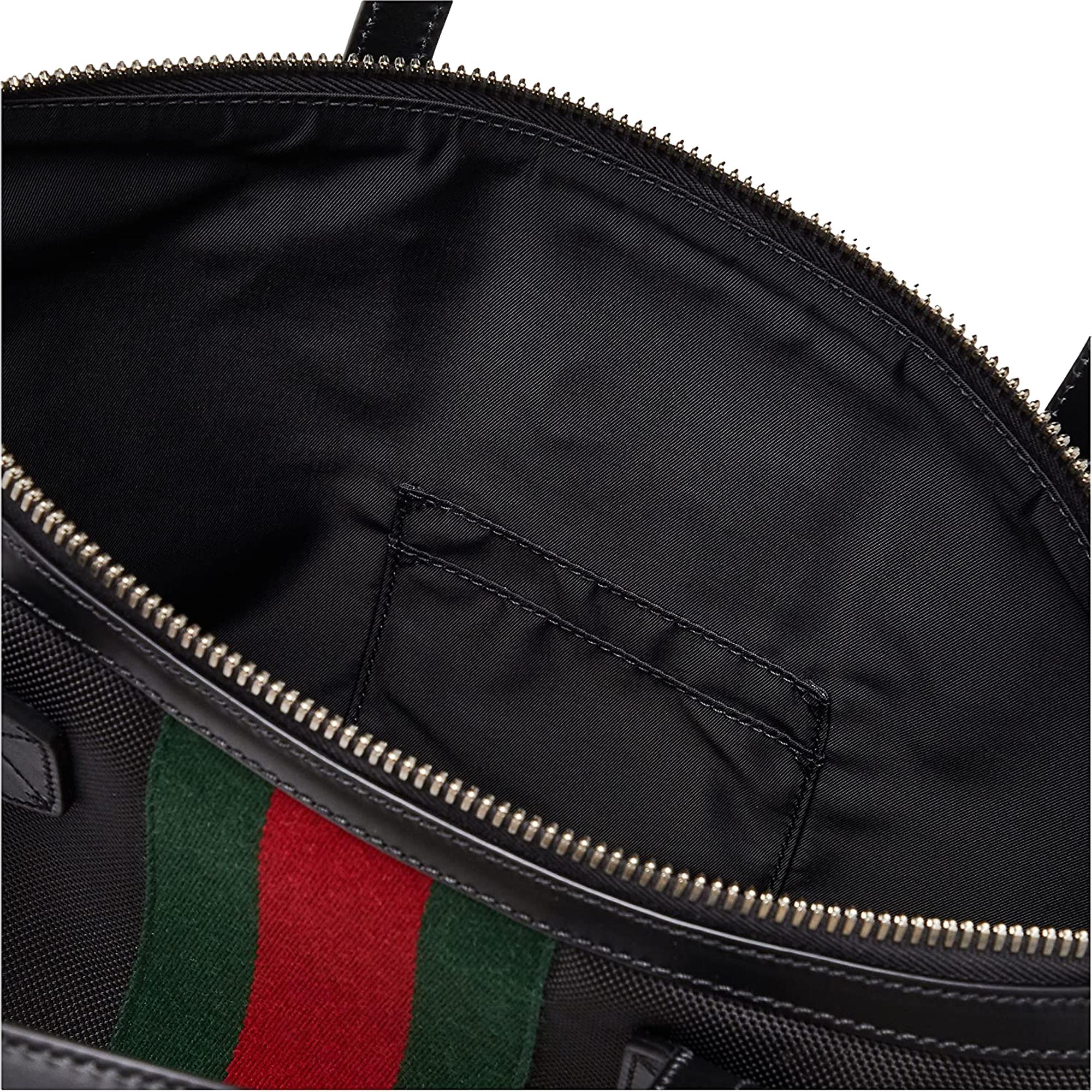 バッグ clowGUCCI Gucci Techno Web Stripe Black Canvas Large Duffle Bag Crossbody