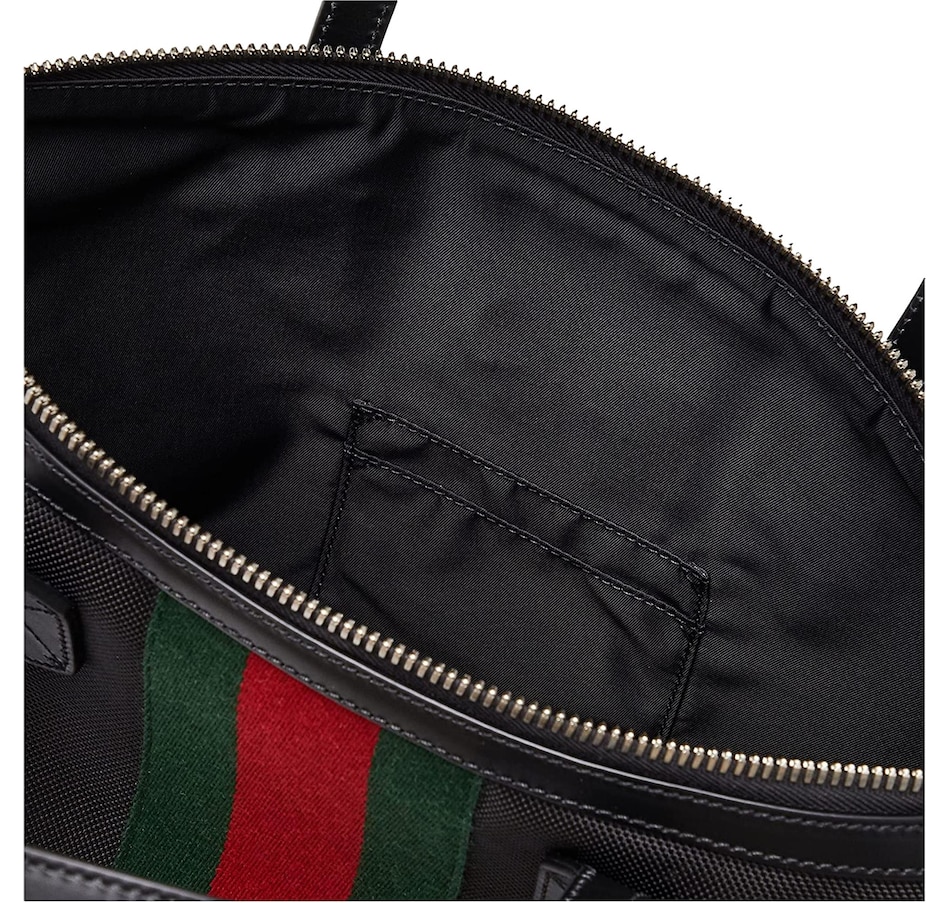 Image 953720_ALTMORE4.jpg, Product 953-720 / Price $3,498.00, Gucci Techno Web Stripe Black Canvas Large Duffle Bag Crossbody Travel Bag from Gucci on TSC.ca's Fashion department