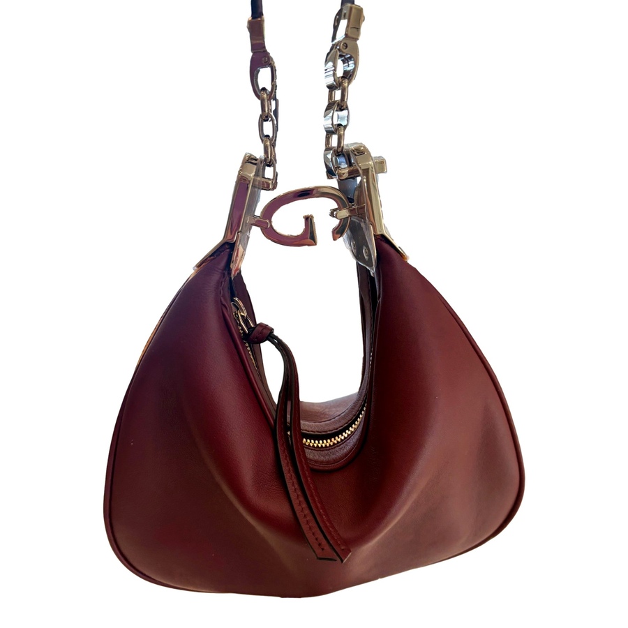 Image 953724.jpg, Product 953-724 / Price $4,373.00, Gucci Attache Small Burgundy Leather Shoulder Crossbody Bag Web Stripe from Gucci on TSC.ca's Fashion department