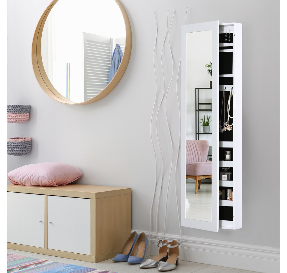 Image 961260_ALTMORE1.jpg, Product 961-260 / Price $119.99, Mirrored Jewelry Cabinet Armoire Hanging Wall Mount Storage Organizer White from HOMCOM on TSC.ca's Beauty department