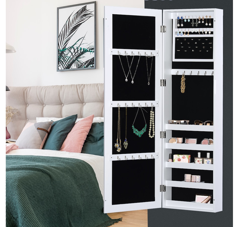 Image 961260_ALTMORE3.jpg, Product 961-260 / Price $119.99, Mirrored Jewelry Cabinet Armoire Hanging Wall Mount Storage Organizer White from HOMCOM on TSC.ca's Beauty department