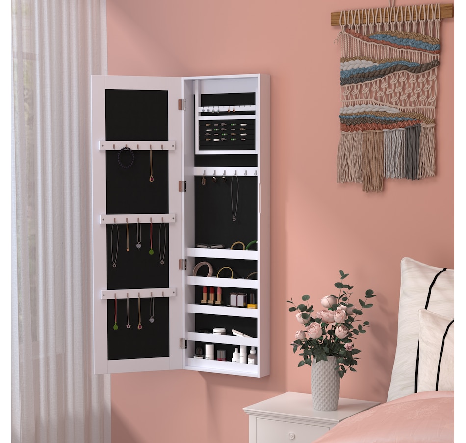 Image 961260_ALTMORE7.jpg, Product 961-260 / Price $119.99, Mirrored Jewelry Cabinet Armoire Hanging Wall Mount Storage Organizer White from HOMCOM on TSC.ca's Beauty department