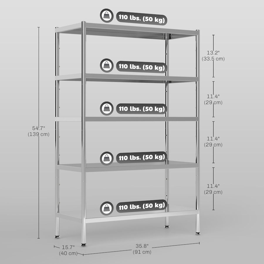 Image 961271_ALTMORE11.jpg, Product 961-271 / Price $107.99, HOMCOM 5-Tier Stainless Steel Bakers Rack, Microwave Stand for Small Spaces from HOMCOM on TSC.ca's Home & Garden department