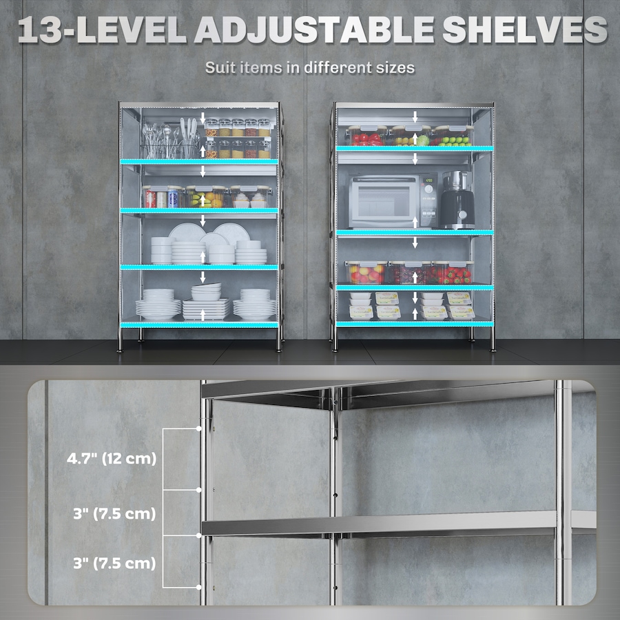 Image 961271_ALTMORE13.jpg, Product 961-271 / Price $107.99, HOMCOM 5-Tier Stainless Steel Bakers Rack, Microwave Stand for Small Spaces from HOMCOM on TSC.ca's Home & Garden department