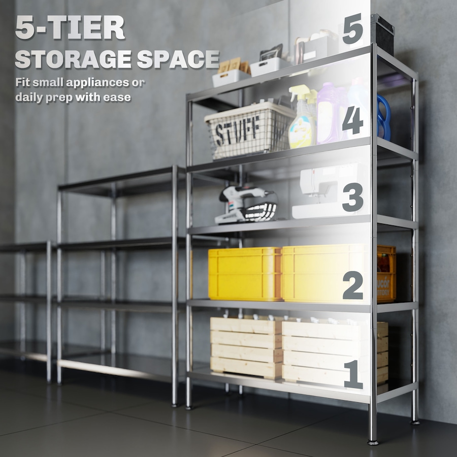 Image 961271_ALTMORE4.jpg, Product 961-271 / Price $107.99, HOMCOM 5-Tier Stainless Steel Bakers Rack, Microwave Stand for Small Spaces from HOMCOM on TSC.ca's Home & Garden department