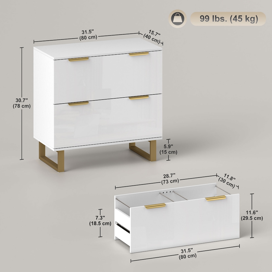 Image 961273_ALTMORE2.jpg, Product 961-273 / Price $164.99, HOMCOM 2 Drawer File Cabinet Lateral Filing Cabinet High Gloss White from HOMCOM on TSC.ca's Home & Garden department