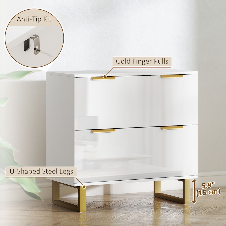 Image 961273_ALTMORE6.jpg, Product 961-273 / Price $164.99, HOMCOM 2 Drawer File Cabinet Lateral Filing Cabinet High Gloss White from HOMCOM on TSC.ca's Home & Garden department