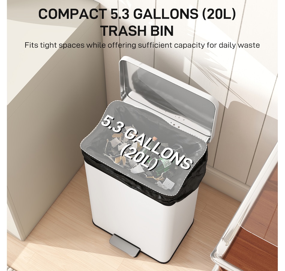 Image 961274_ALTMORE11.jpg, Product 961-274 / Price $74.99 - $76.99, HOMCOM 5.3 Gallon/20 L Garbage Can, Trash Bin with Soft Close Lid from HOMCOM on TSC.ca's Kitchen department
