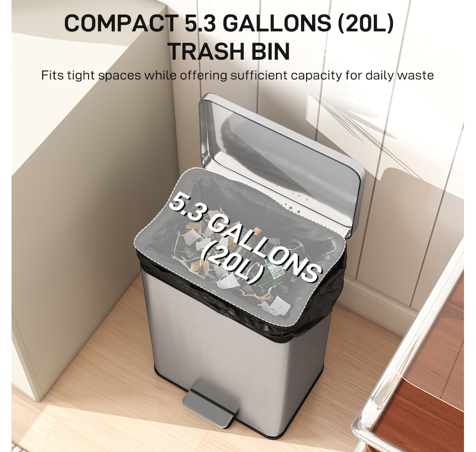 Image 961274_ALTMORE19.jpg, Product 961-274 / Price $74.99 - $76.99, HOMCOM 5.3 Gallon/20 L Garbage Can, Trash Bin with Soft Close Lid from HOMCOM on TSC.ca's Kitchen department