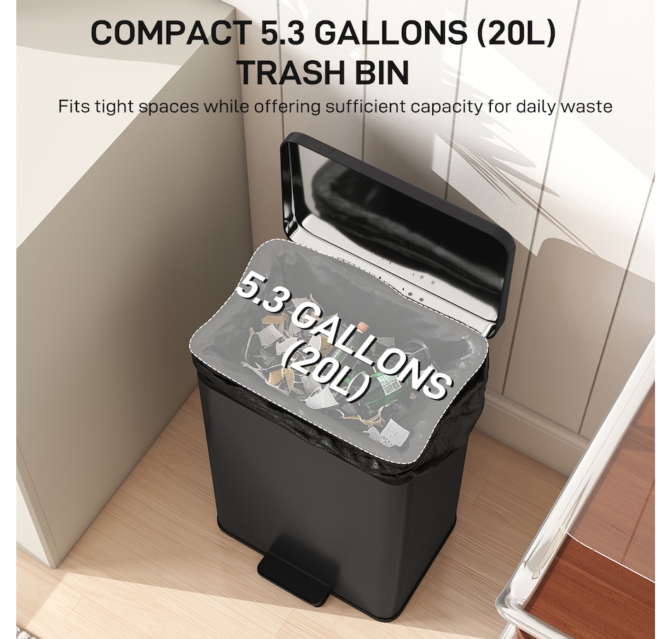 Image 961274_ALTMORE3.jpg, Product 961-274 / Price $74.99 - $76.99, HOMCOM 5.3 Gallon/20 L Garbage Can, Trash Bin with Soft Close Lid from HOMCOM on TSC.ca's Kitchen department