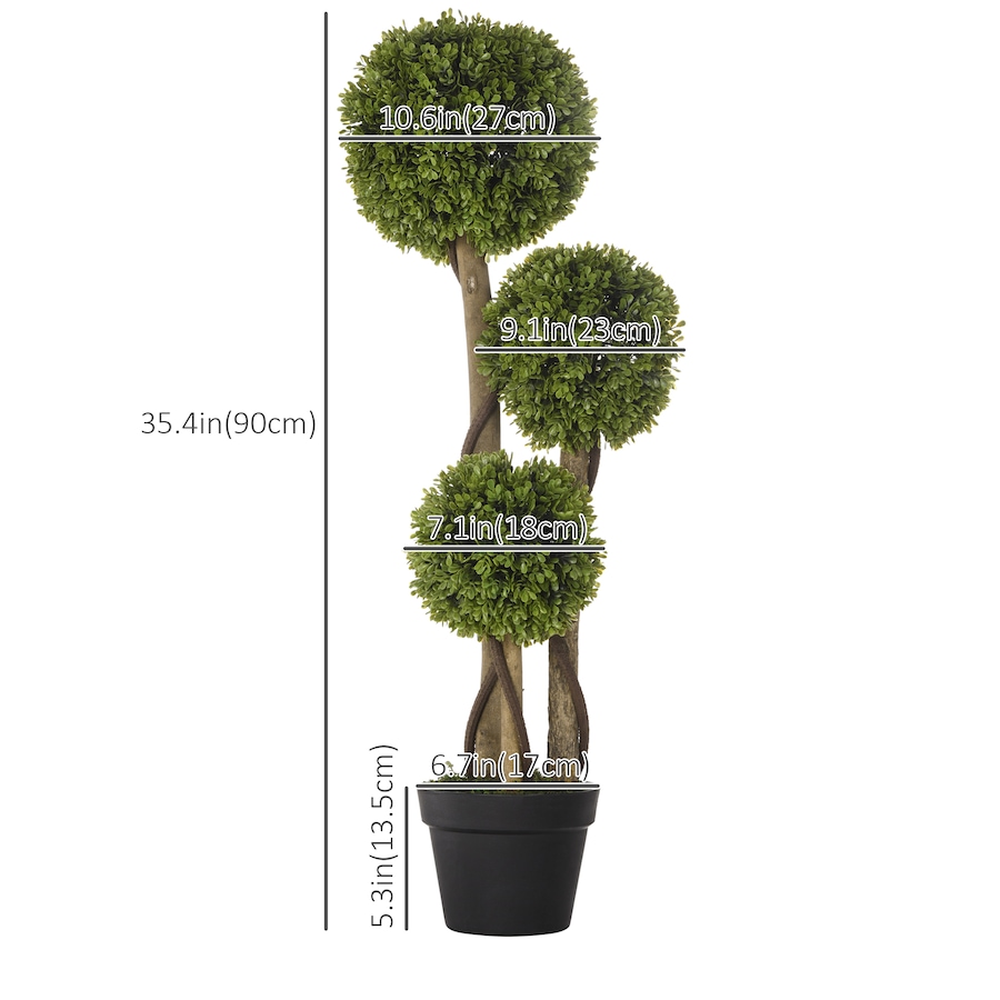Image 961304_ALTMORE10.jpg, Product 961-304 / Price $66.99 - $89.99, HOMCOM Artificial Boxwood Triple Ball Topiary Tree in Nursery Pot Green from HOMCOM on TSC.ca's Home & Garden department