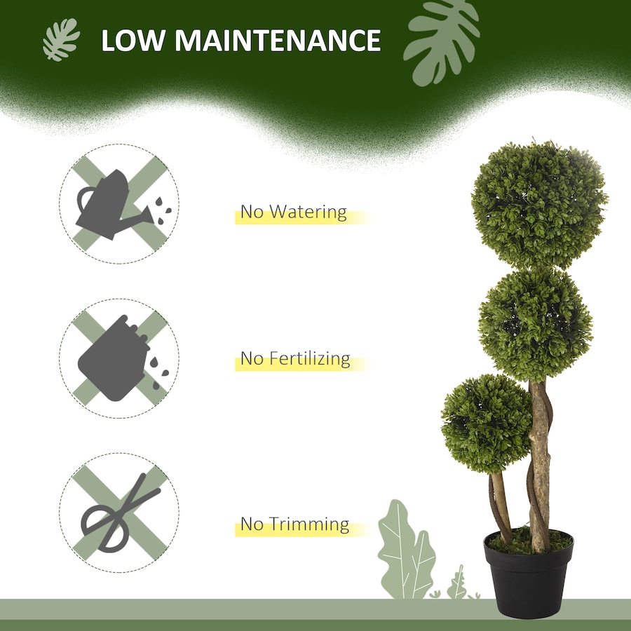 Image 961304_ALTMORE13.jpg, Product 961-304 / Price $66.99 - $89.99, HOMCOM Artificial Boxwood Triple Ball Topiary Tree in Nursery Pot Green from HOMCOM on TSC.ca's Home & Garden department