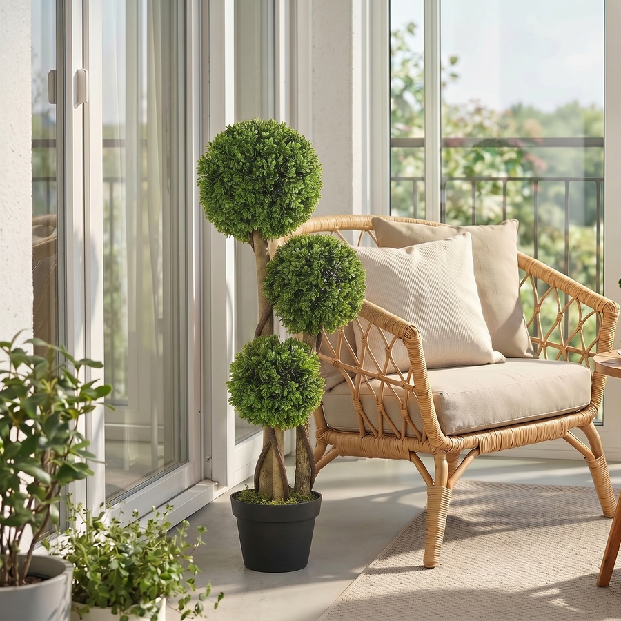 Image 961304_ALTMORE19.jpg, Product 961-304 / Price $66.99 - $89.99, HOMCOM Artificial Boxwood Triple Ball Topiary Tree in Nursery Pot Green from HOMCOM on TSC.ca's Home & Garden department