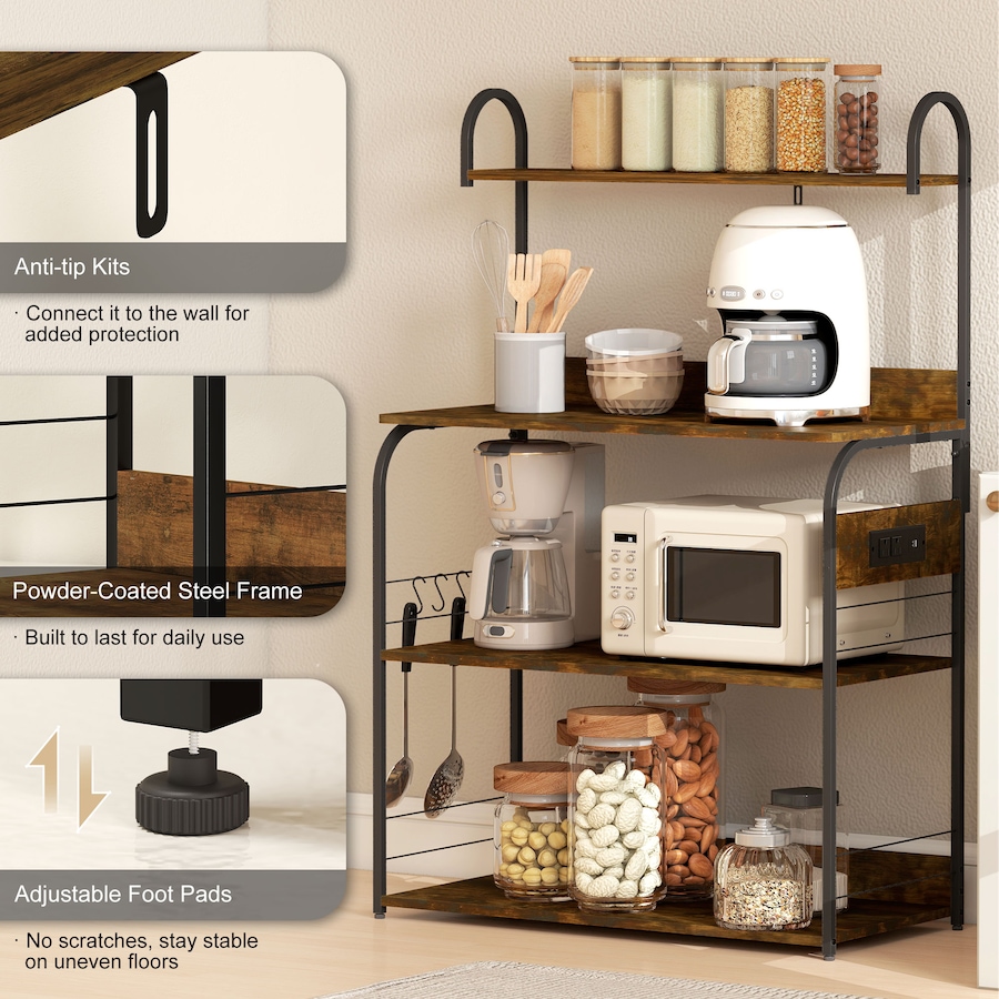 Image 961306_ALTMORE13.jpg, Product 961-306 / Price $94.99, HOMCOM Baker's Rack with Power Outlet, Adjustable Shelves and USB Charger from HOMCOM on TSC.ca's Home & Garden department