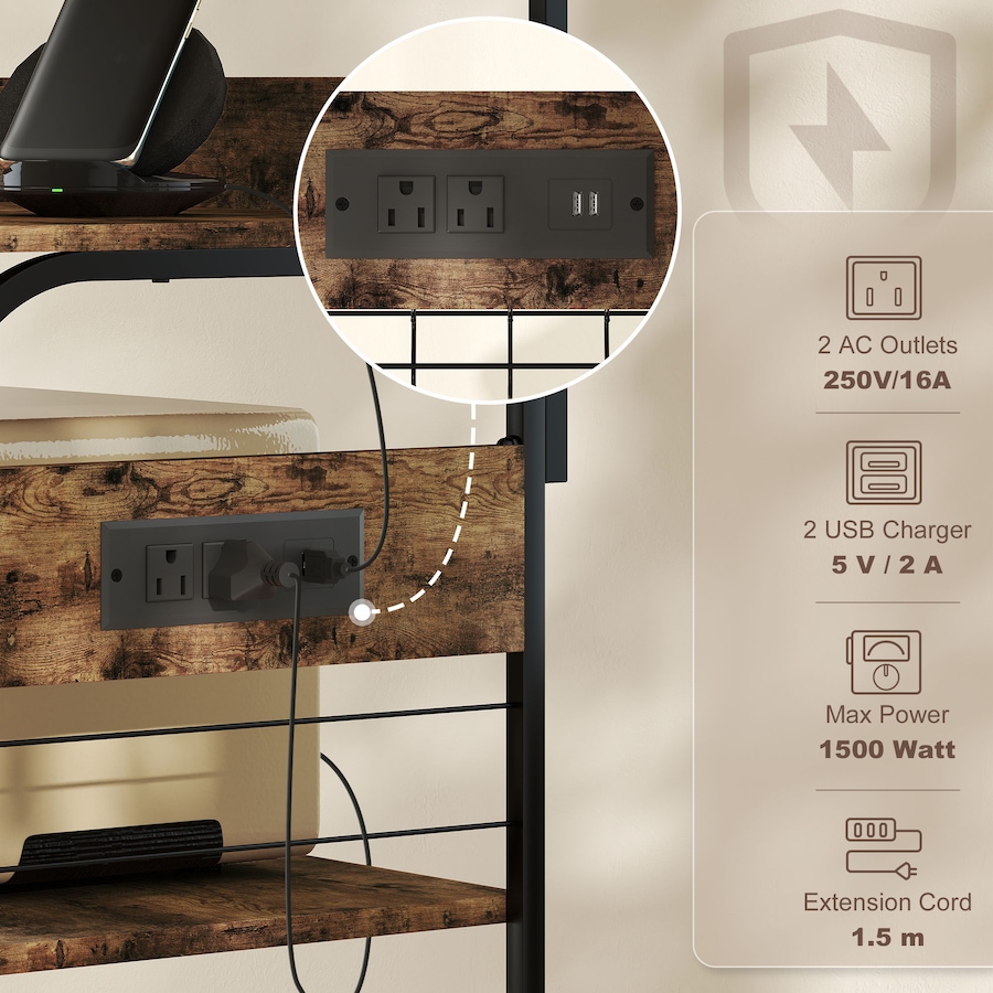 Image 961306_ALTMORE3.jpg, Product 961-306 / Price $94.99, HOMCOM Baker's Rack with Power Outlet, Adjustable Shelves and USB Charger from HOMCOM on TSC.ca's Home & Garden department