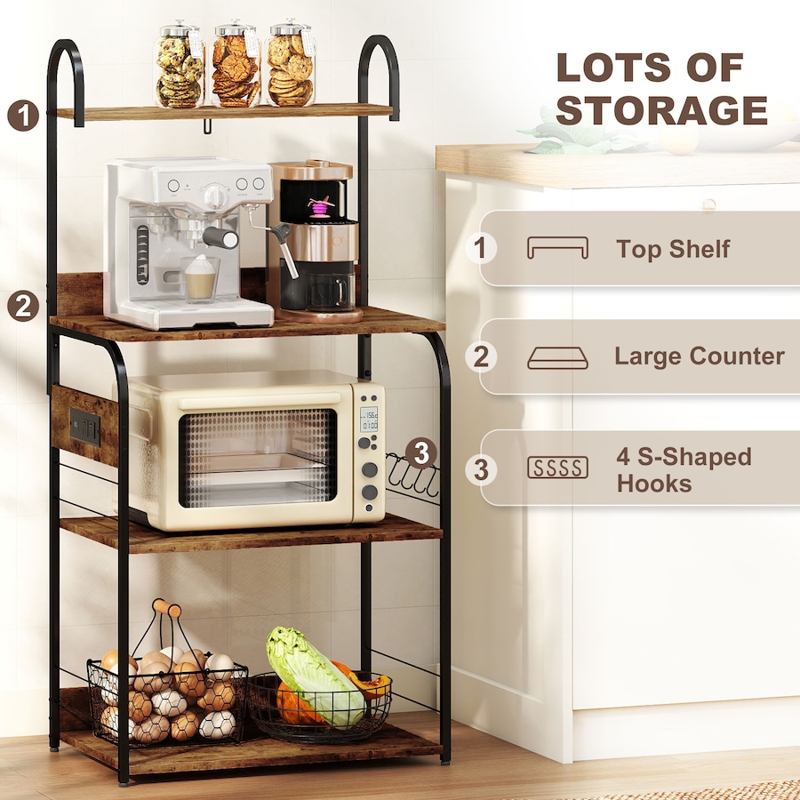 Image 961306_ALTMORE5.jpg, Product 961-306 / Price $94.99, HOMCOM Baker's Rack with Power Outlet, Adjustable Shelves and USB Charger from HOMCOM on TSC.ca's Home & Garden department