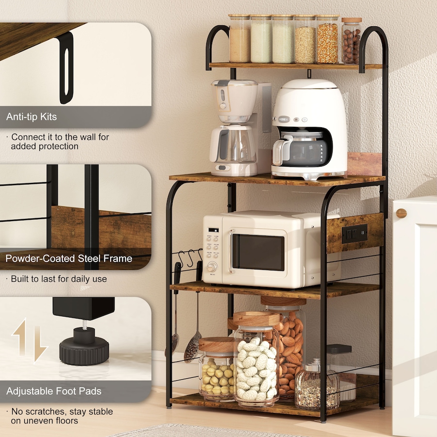 Image 961306_ALTMORE6.jpg, Product 961-306 / Price $94.99, HOMCOM Baker's Rack with Power Outlet, Adjustable Shelves and USB Charger from HOMCOM on TSC.ca's Home & Garden department