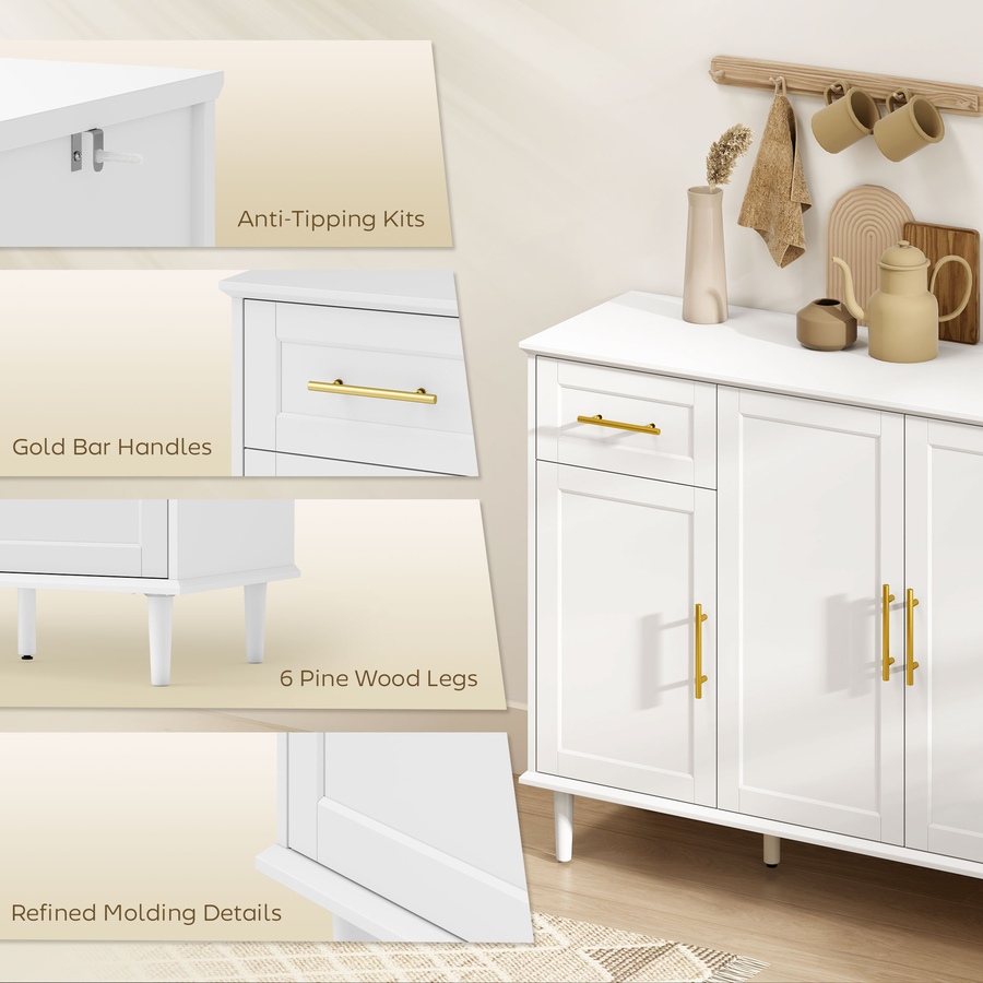 Image 961314_ALTMORE6.jpg, Product 961-314 / Price $279.99, HOMCOM 55" Modern Sideboard Buffet Cabinet with Soft-Close Doors White from HOMCOM on TSC.ca's Home & Garden department