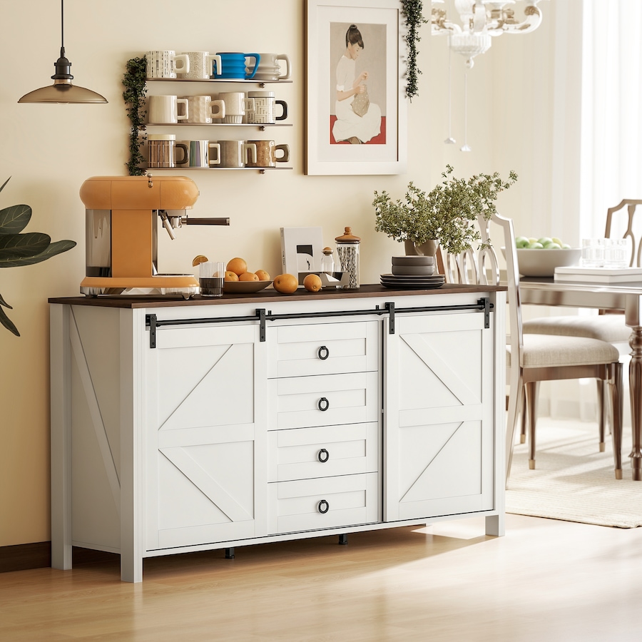 Image 961316.jpg, Product 961-316 / Price $319.99, HOMCOM Farmhouse Sideboard Buffet Cabinet with Doors Cream White from HOMCOM on TSC.ca's Home & Garden department