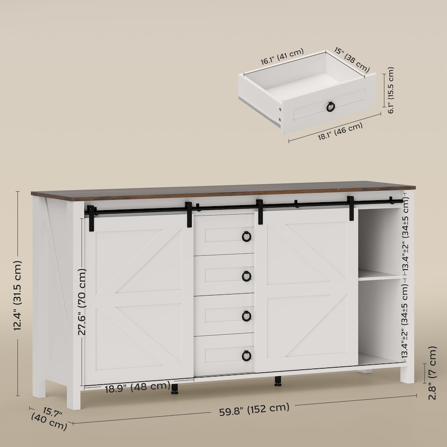 Image 961316_ALTMORE2.jpg, Product 961-316 / Price $319.99, HOMCOM Farmhouse Sideboard Buffet Cabinet with Doors Cream White from HOMCOM on TSC.ca's Home & Garden department