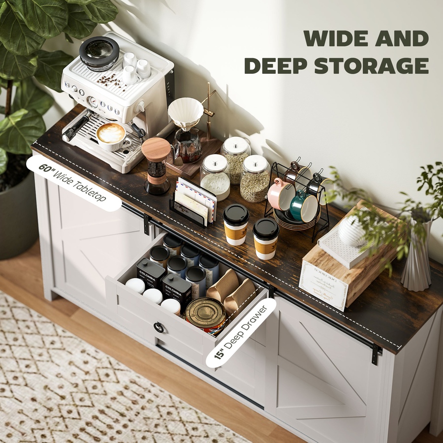Image 961316_ALTMORE3.jpg, Product 961-316 / Price $319.99, HOMCOM Farmhouse Sideboard Buffet Cabinet with Doors Cream White from HOMCOM on TSC.ca's Home & Garden department