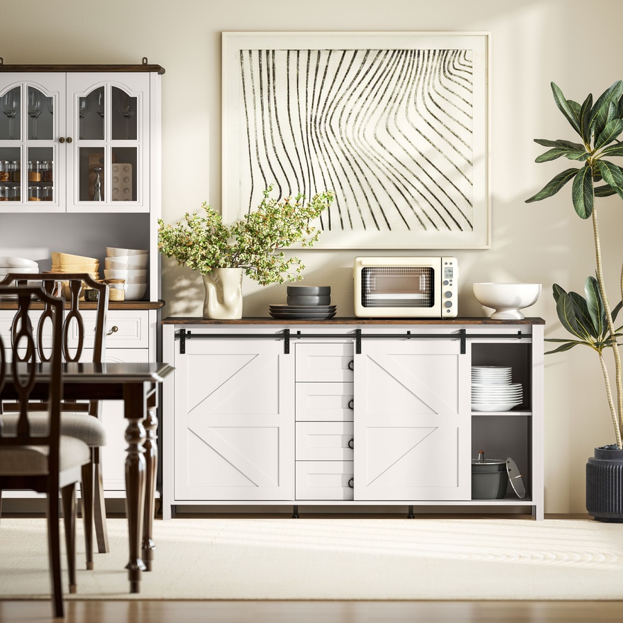 Image 961316_ALTMORE8.jpg, Product 961-316 / Price $319.99, HOMCOM Farmhouse Sideboard Buffet Cabinet with Doors Cream White from HOMCOM on TSC.ca's Home & Garden department