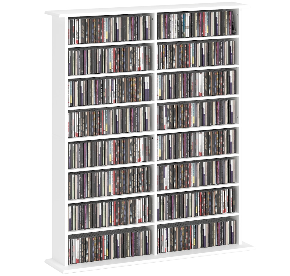 Image 961322.jpg, Product 961-322 / Price $184.99, HOMCOM Media Storage Cabinet 8-Tier DVD Shelf with Adjustable Shelves White from HOMCOM on TSC.ca's department