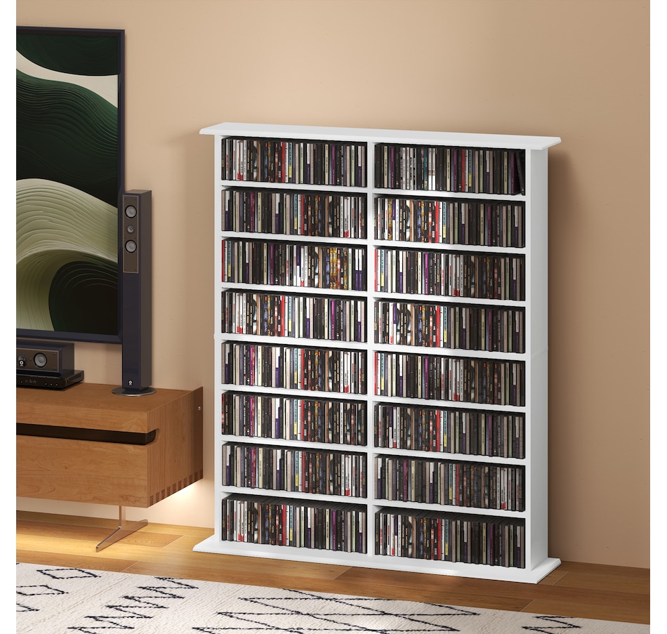 Image 961322_ALTMORE1.jpg, Product 961-322 / Price $184.99, HOMCOM Media Storage Cabinet 8-Tier DVD Shelf with Adjustable Shelves White from HOMCOM on TSC.ca's department