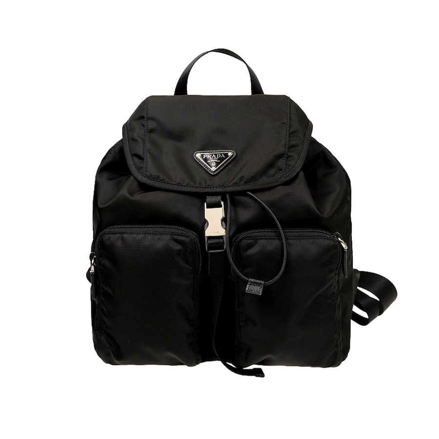 Image 961682.jpg, Product 961-682 / Price $4,055.00, Prada Re-Nylon and Saffiano Leather Trim Medium Drawstring Rucksack Backpack in Black from Prada on TSC.ca's Fashion department