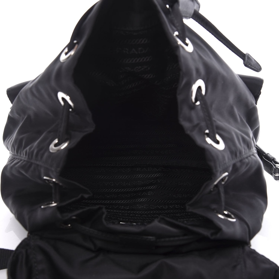 Image 961682_ALTMORE9.jpg, Product 961-682 / Price $4,055.00, Prada Re-Nylon and Saffiano Leather Trim Medium Drawstring Rucksack Backpack in Black from Prada on TSC.ca's Fashion department