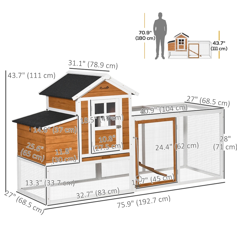Image 962010_ALTMORE2.jpg, Product 962-010 / Price $209.99, PawHut Chicken Run Large Chicken Coop Waterproof for 2–4 Chickens, Orange from PawHut on TSC.ca's Home & Garden department