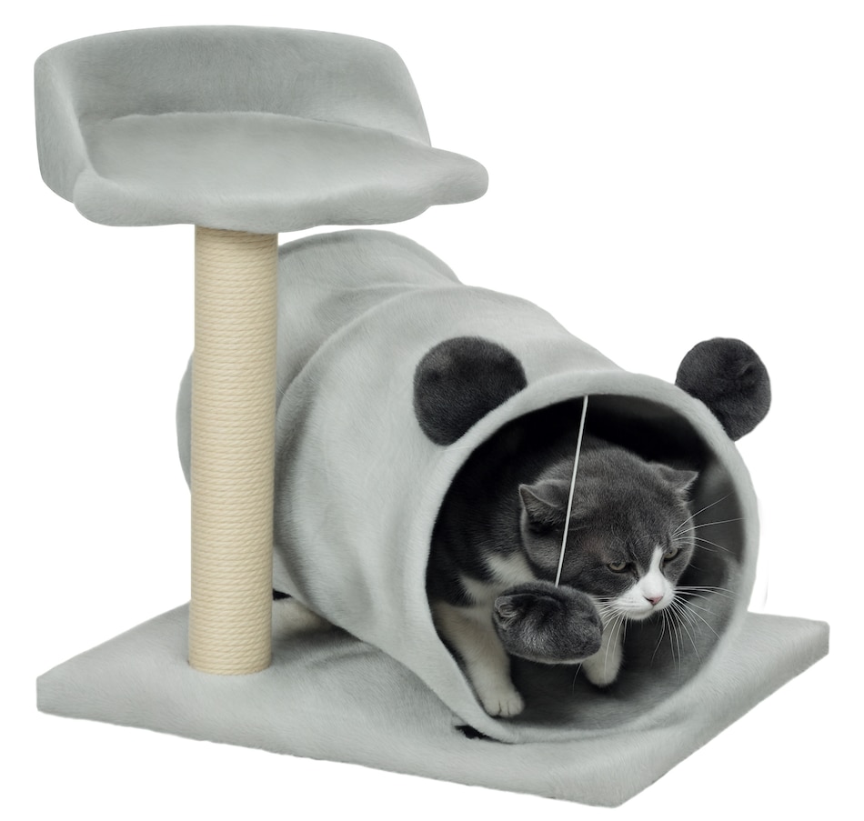 Image 962025.jpg, Product 962-025 / Price $25.99, PawHut Small Cat Tree, Cat Tower with Tunnel, Scratching Post, Bed, Grey from PawHut on TSC.ca's Home & Garden department