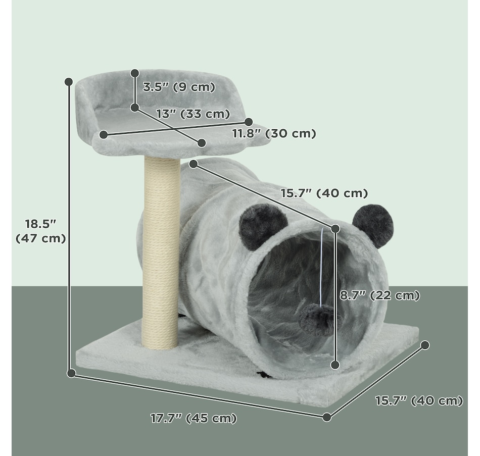 Image 962025_ALTMORE2.jpg, Product 962-025 / Price $25.99, PawHut Small Cat Tree, Cat Tower with Tunnel, Scratching Post, Bed, Grey from PawHut on TSC.ca's Home & Garden department