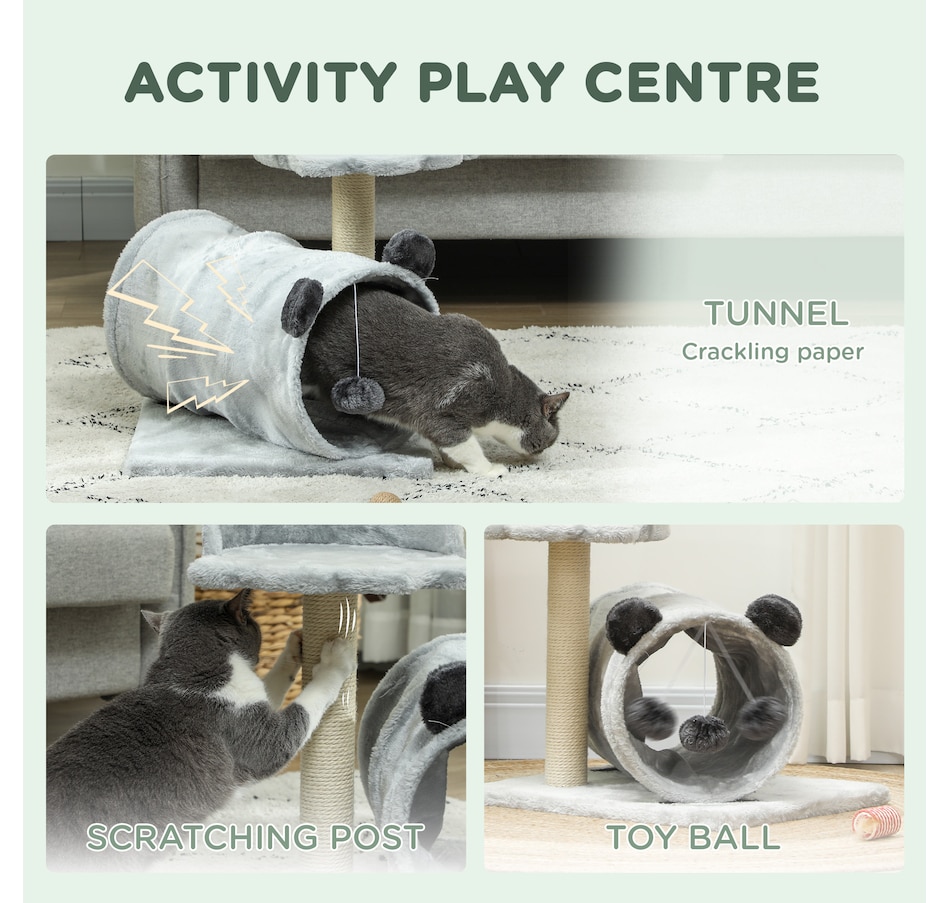 Image 962025_ALTMORE3.jpg, Product 962-025 / Price $25.99, PawHut Small Cat Tree, Cat Tower with Tunnel, Scratching Post, Bed, Grey from PawHut on TSC.ca's Home & Garden department