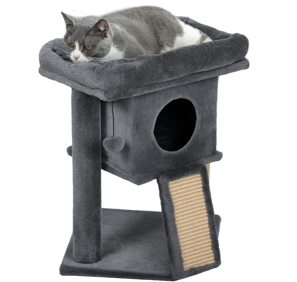 Image 962039.jpg, Product 962-039 / Price $57.99, PawHut Cat Tree, Small Cat Tower with Perch, Scratching Post, Dark Grey from PawHut on TSC.ca's Home & Garden department